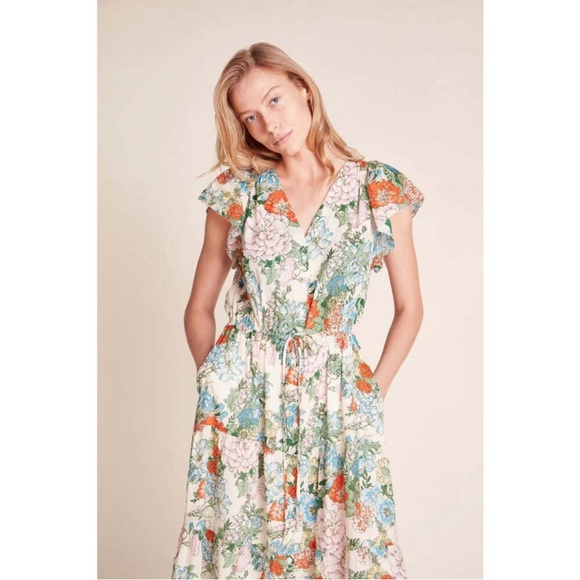 Trovata Birds of Paradis Kristi Midi Dress in Vintage Courtyard - Picture 3 of 10